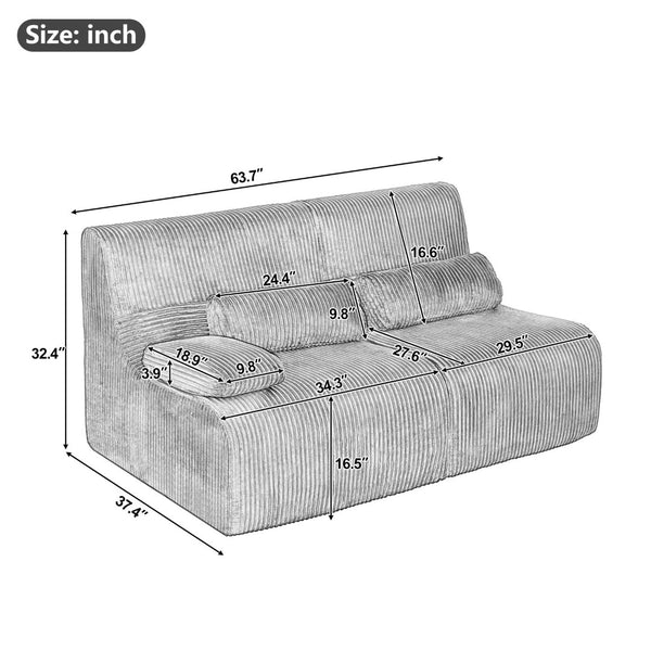 English Elm Modern Corduroy Loveseat Curved Ergonomic Sofa for Studio Apartment or Living Room Red N719P466596J