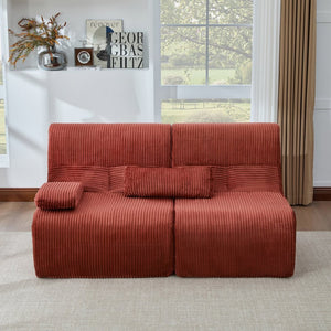 English Elm Modern Corduroy Loveseat Curved Ergonomic Sofa for Studio Apartment or Living Room Red N719P466596J
