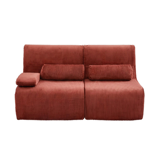 English Elm Modern Corduroy Loveseat Curved Ergonomic Sofa for Studio Apartment or Living Room Red N719P466596J