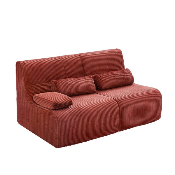 English Elm Modern Corduroy Loveseat Curved Ergonomic Sofa for Studio Apartment or Living Room Red N719P466596J