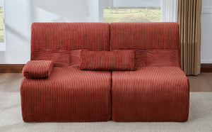 English Elm Modern Corduroy Loveseat Curved Ergonomic Sofa for Studio Apartment or Living Room Red N719P466596J