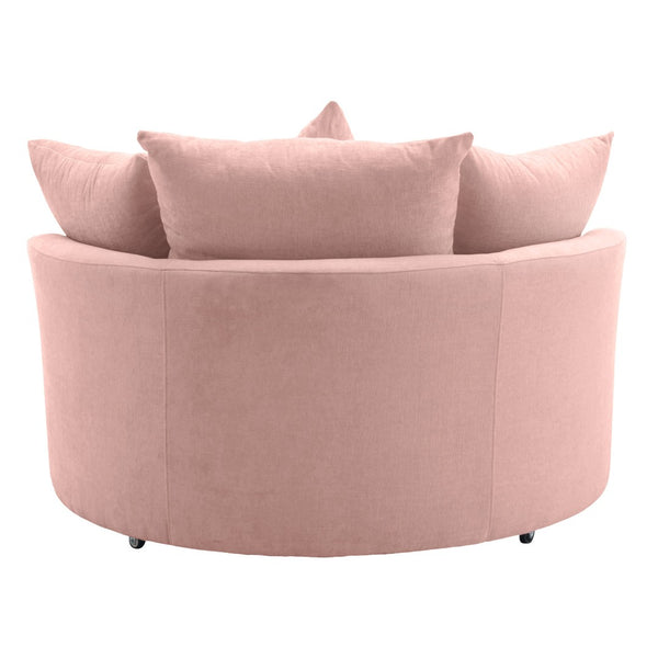 English Elm Orisfur. Swivel Barrel Chair Chenille Upholstered with Ottoman and Pillows for Living Room N719P475609P