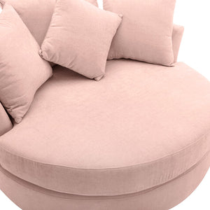 English Elm Orisfur. Swivel Barrel Chair Chenille Upholstered with Ottoman and Pillows for Living Room N719P475609P