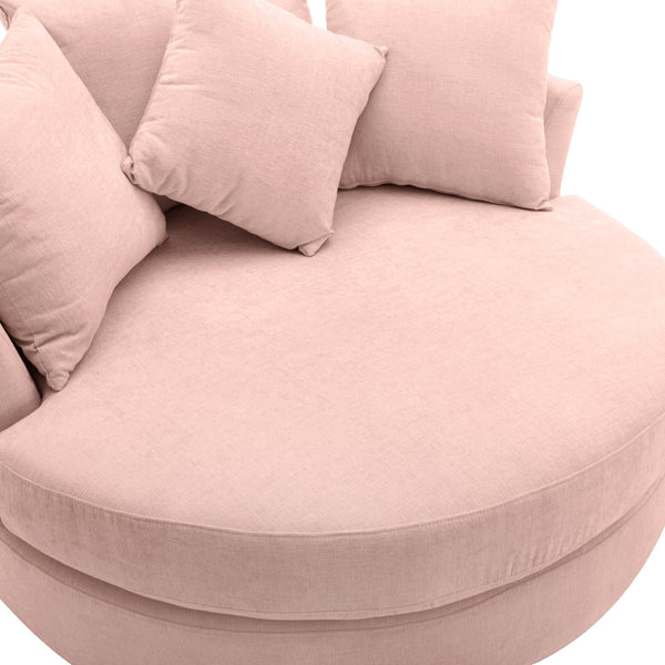 English Elm Orisfur. Swivel Barrel Chair Chenille Upholstered with Ottoman and Pillows for Living Room N719P475609P