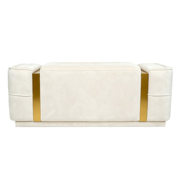 English Elm Modern Velvet Storage Ottoman Bench with Gold Accents for Bedroom or Entryway Beige N719P497054A
