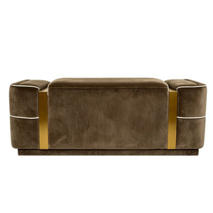English Elm Modern Velvet Storage Ottoman Bench with Gold Accents for Bedroom or Entryway Brown N719P497054D