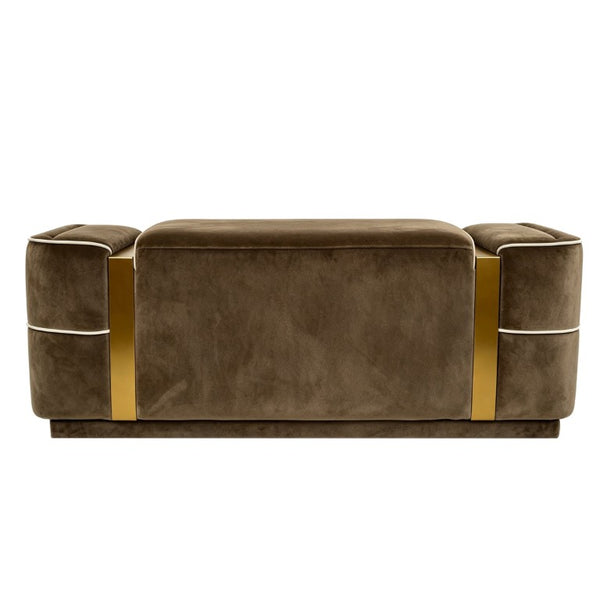 English Elm Modern Velvet Storage Ottoman Bench with Gold Accents for Bedroom or Entryway Brown N719P497054D