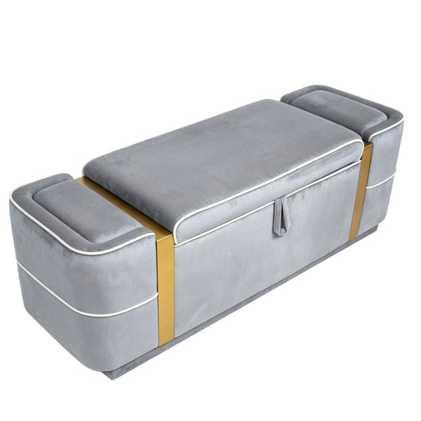 English Elm Modern Velvet Storage Ottoman Bench with Gold Accents for Bedroom or Entryway Grey N719P497054E