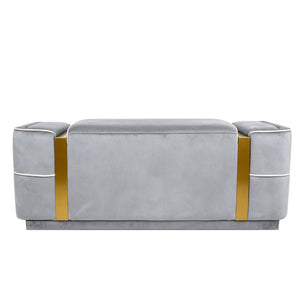 English Elm Modern Velvet Storage Ottoman Bench with Gold Accents for Bedroom or Entryway Grey N719P497054E