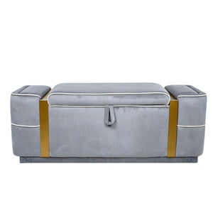 English Elm Modern Velvet Storage Ottoman Bench with Gold Accents for Bedroom or Entryway Grey N719P497054E