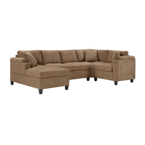 English Elm Modern U-shaped Chenille Sectional Sofa with Usb Ports Storage and Cup Holders N719S002150D