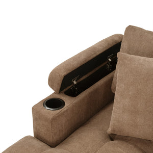 English Elm Modern U-shaped Chenille Sectional Sofa with Usb Ports Storage and Cup Holders N719S002150D