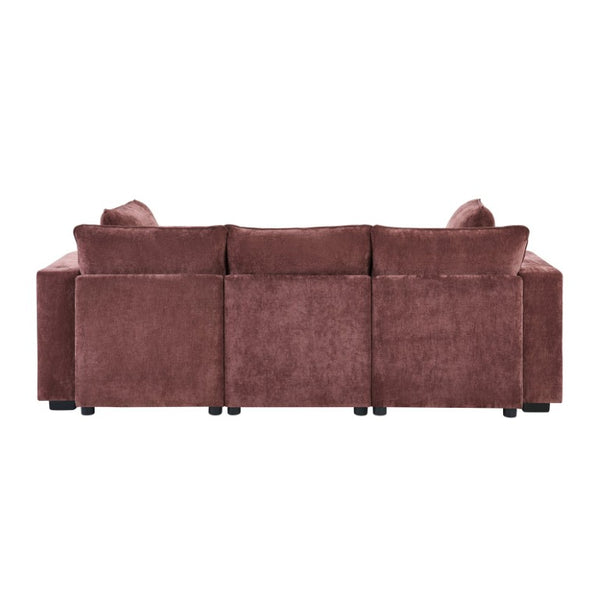 English Elm Modern Chenille Modular Sectional Sofa with USB Charging Storage Armrests and Sleeper N719S002300J