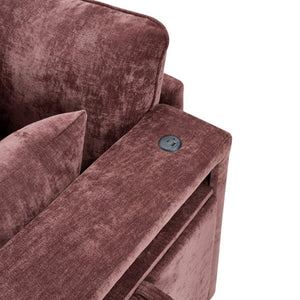 English Elm Modern Chenille Modular Sectional Sofa with USB Charging Storage Armrests and Sleeper N719S002300J