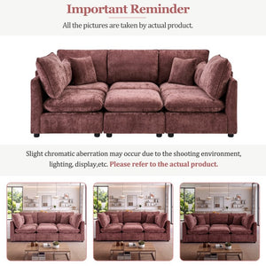 English Elm Modern Chenille Modular Sectional Sofa with USB Charging Storage Armrests and Sleeper N719S002300J