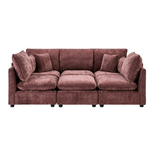 English Elm Modern Chenille Modular Sectional Sofa with USB Charging Storage Armrests and Sleeper N719S002300J