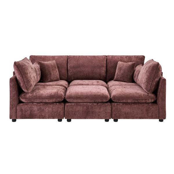 English Elm Modern Chenille Modular Sectional Sofa with USB Charging Storage Armrests and Sleeper N719S002300J