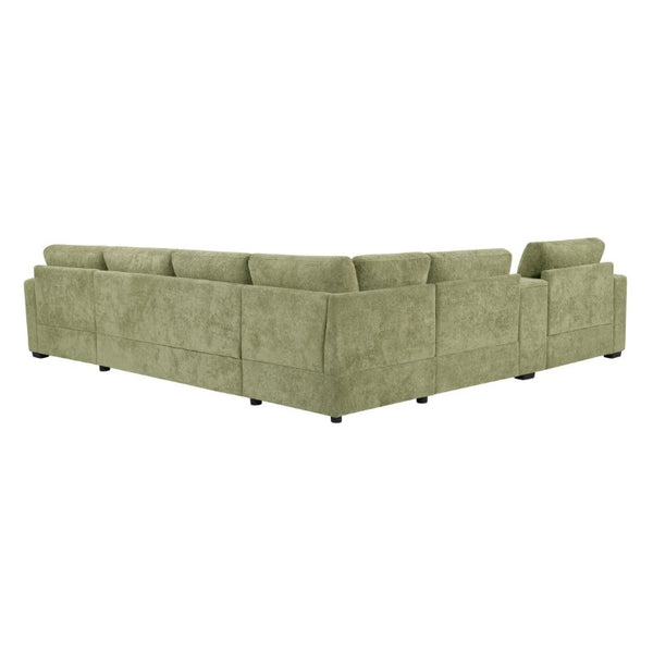 English Elm 5‑Seat Modular U-Shape Sectional with Chenille Upholstery Storage Drawer and Cup Holders Green N719S002350F