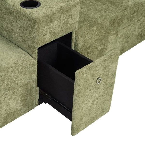 English Elm 5‑Seat Modular U-Shape Sectional with Chenille Upholstery Storage Drawer and Cup Holders Green N719S002350F