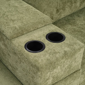 English Elm 5‑Seat Modular U-Shape Sectional with Chenille Upholstery Storage Drawer and Cup Holders Green N719S002350F