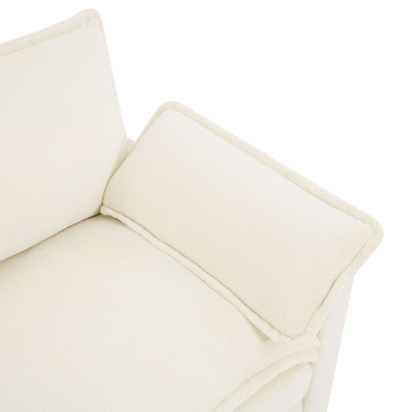 English Elm Modern Plush Faux Fur Sofa Collection with Thick Cushions and Armrest Storage Pockets Beige N719S002390A