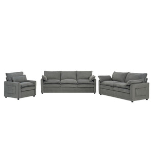 English Elm Modern Plush Faux Fur Sofa Collection with Thick Cushions and Armrest Storage Pockets Grey N719S002390E
