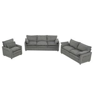 English Elm Modern Plush Faux Fur Sofa Collection with Thick Cushions and Armrest Storage Pockets Grey N719S002390E