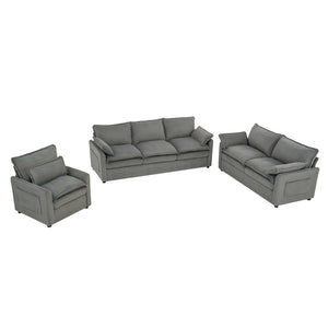 English Elm Modern Plush Faux Fur Sofa Collection with Thick Cushions and Armrest Storage Pockets Grey N719S002390E