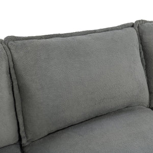 English Elm Modern Plush Faux Fur Sofa Collection with Thick Cushions and Armrest Storage Pockets Grey N719S002390E