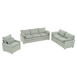 English Elm Modern Plush Faux Fur Sofa Collection with Thick Cushions and Armrest Storage Pockets Green N719S002390F