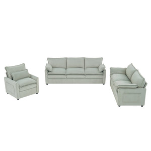 English Elm Modern Plush Faux Fur Sofa Collection with Thick Cushions and Armrest Storage Pockets Green N719S002390F