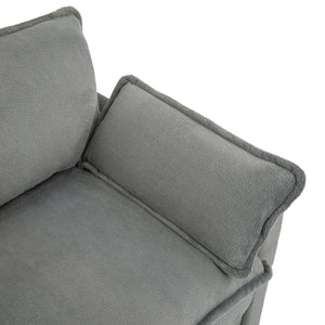 English Elm Modern Faux Fur Plush Sofa Set with Deep Cushioning Armrest Pockets for Living Room Grey N719S002391E