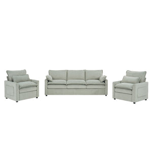 English Elm Modern Faux Fur Plush Sofa Set with Deep Cushioning Armrest Pockets for Living Room Green N719S002391F