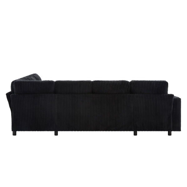 English Elm Convertible Sectional Sleeper Sofa U-shape Corduroy Storage Usb Ports Living Room Black N719S002400B