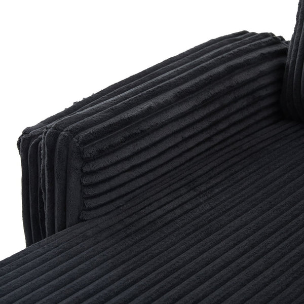 English Elm Convertible Sectional Sleeper Sofa U-shape Corduroy Storage Usb Ports Living Room Black N719S002400B