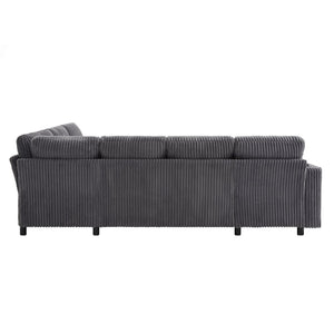 English Elm Convertible Sectional Sleeper Sofa U-shape Corduroy Storage Usb Ports Living Room Grey N719S002400E