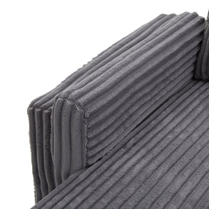 English Elm Convertible Sectional Sleeper Sofa U-shape Corduroy Storage Usb Ports Living Room Grey N719S002400E