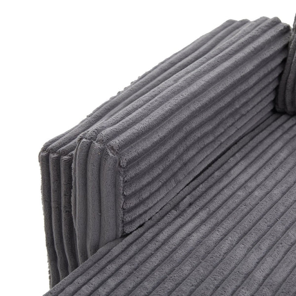 English Elm Convertible Sectional Sleeper Sofa U-shape Corduroy Storage Usb Ports Living Room Grey N719S002400E