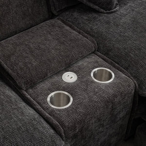 English Elm 111" Chenille Sectional Sofa with Pocket Spring Support Dual Ottomans and Hidden Storage Grey N719S002410E