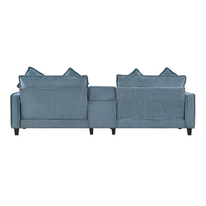 English Elm 111" Chenille Sectional Sofa with Pocket Spring Support Dual Ottomans and Hidden Storage Light Blue N719S002410H