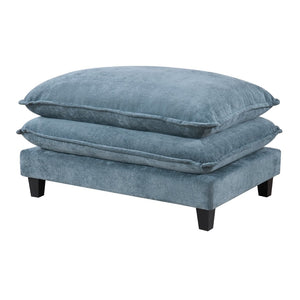 English Elm 111" Chenille Sectional Sofa with Pocket Spring Support Dual Ottomans and Hidden Storage Light Blue N719S002410H