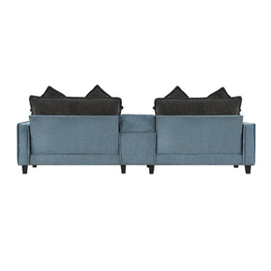English Elm 111" Chenille Sectional Sofa with Pocket Spring Support Dual Ottomans and Hidden Storage N719S002410Z