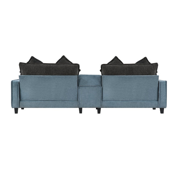 English Elm 111" Chenille Sectional Sofa with Pocket Spring Support Dual Ottomans and Hidden Storage N719S002410Z
