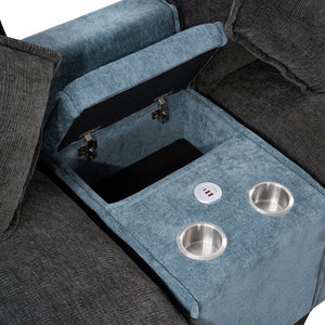 English Elm 111" Chenille Sectional Sofa with Pocket Spring Support Dual Ottomans and Hidden Storage N719S002410Z
