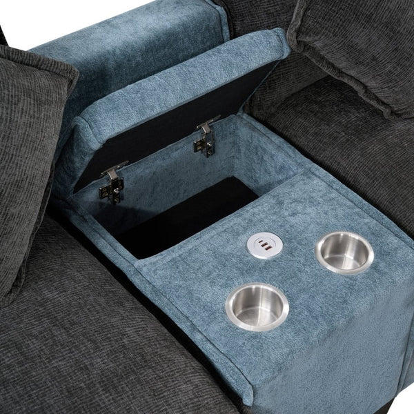 English Elm 111" Chenille Sectional Sofa with Pocket Spring Support Dual Ottomans and Hidden Storage N719S002410Z