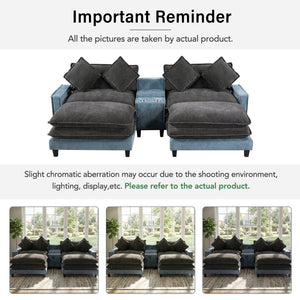 English Elm 111" Chenille Sectional Sofa with Pocket Spring Support Dual Ottomans and Hidden Storage N719S002410Z