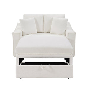English Elm Modern Velvet Chaise Sofa with Hidden Storage Pocket Spring Support and Plush Pillows Beige N719S002440A