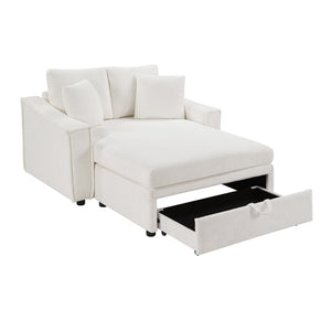 English Elm Modern Velvet Chaise Sofa with Hidden Storage Pocket Spring Support and Plush Pillows Beige N719S002440A