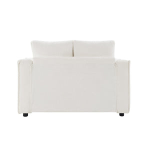 English Elm Modern Velvet Chaise Sofa with Hidden Storage Pocket Spring Support and Plush Pillows Beige N719S002440A