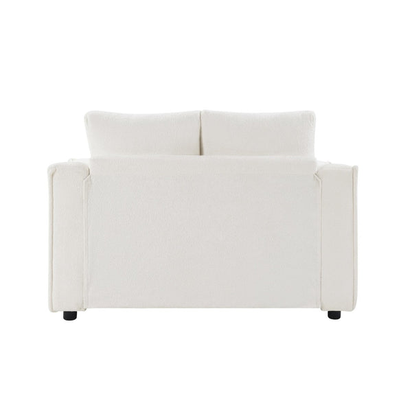English Elm Modern Velvet Chaise Sofa with Hidden Storage Pocket Spring Support and Plush Pillows Beige N719S002440A
